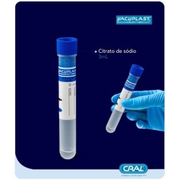 Tubo Para Coleta De Sangue (Com Seringa) Com Citrato De Sódio 13 X 75 Mm - 3 Ml - 100 Und - Cral